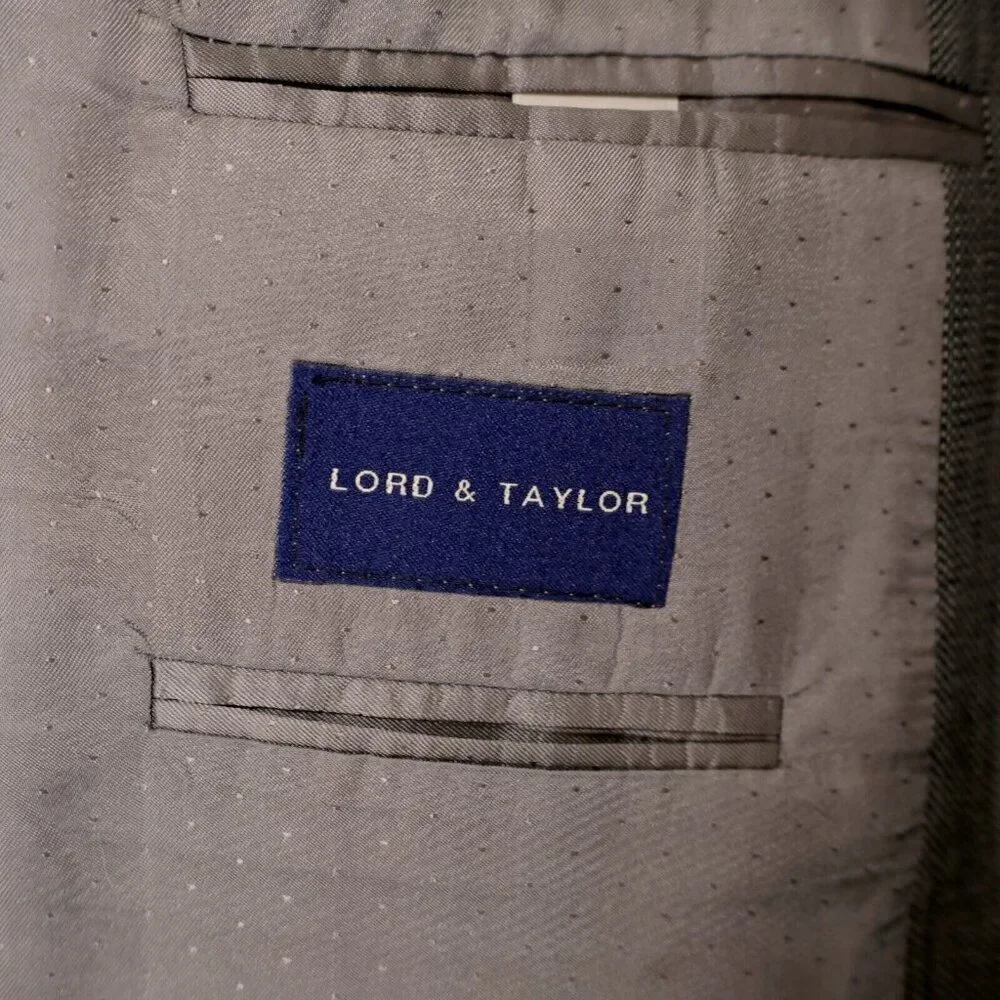 Calvin Klein Lord‎ & Taylor White Black Check Textured Wool 2 Button Blazer 44S
